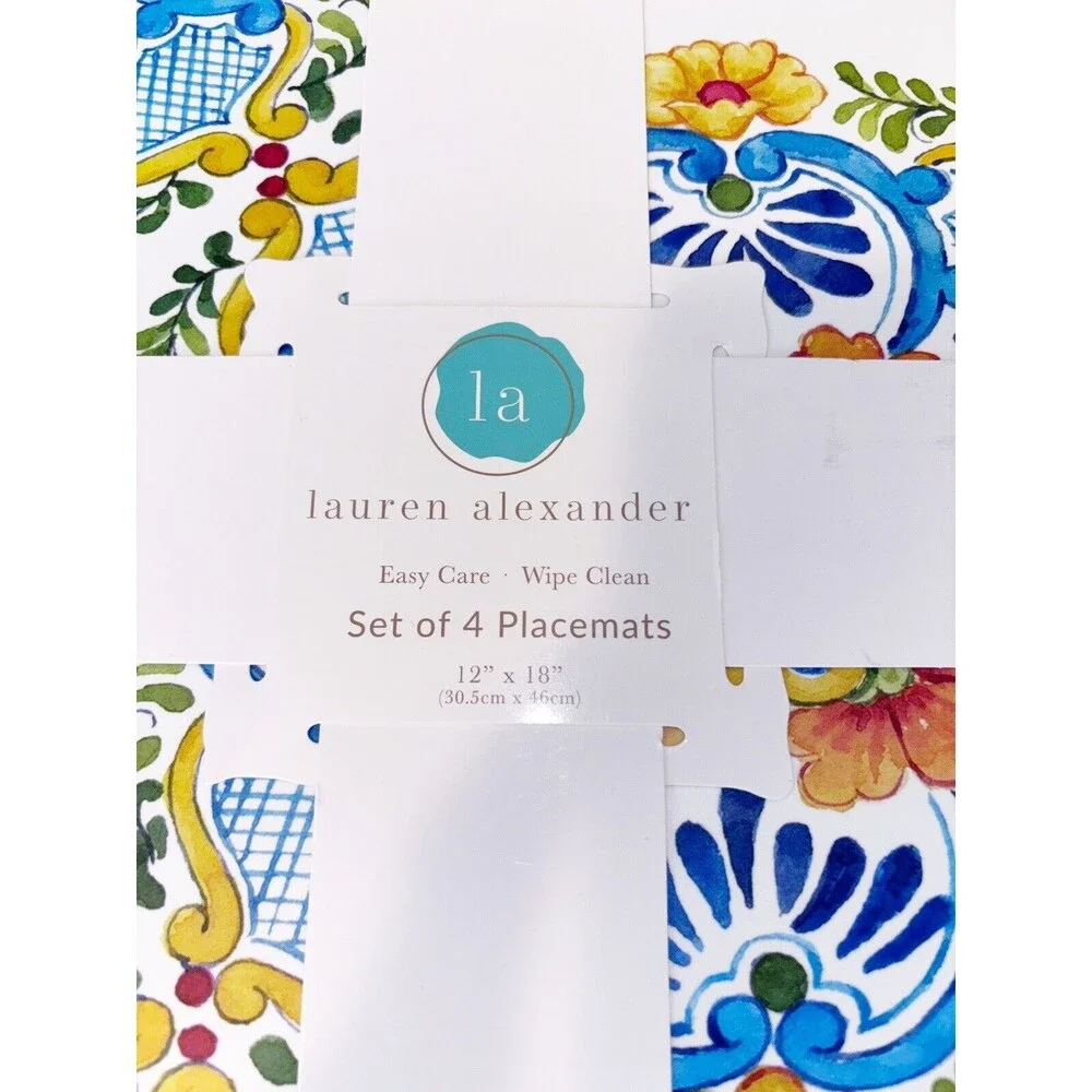 Laural Home Talavera Plaza Foam Placemats Lauren Alexander Easy Wipe Set of 4